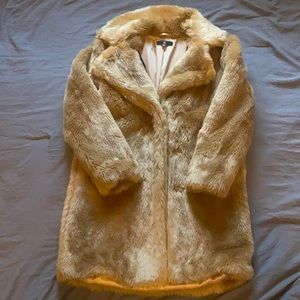Camel faux fur coat